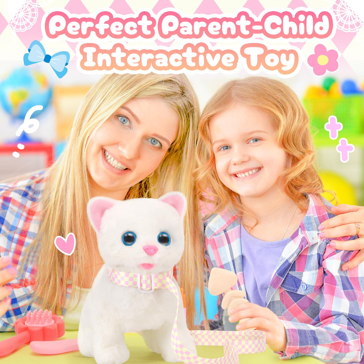 Tagitary Plush Toys Electronic Toy Cat That Walking and Meowing,Tail Wagging Interactive Toy Cat for Kids with Leash,Easter Christmas Birthday Gift for Toddlers Kids 🍁 All In One Marketplace Canada