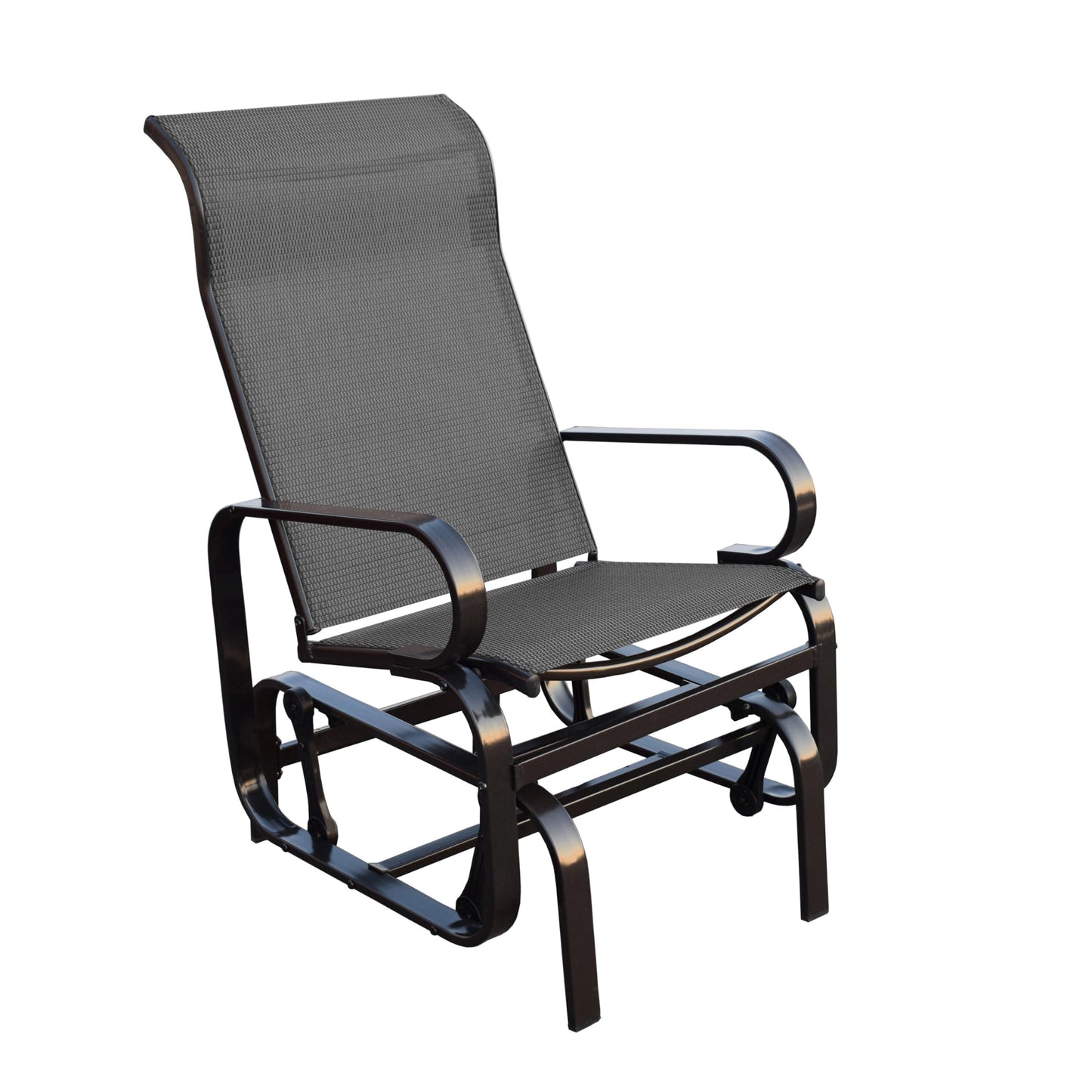 Sojag Belle Patio Glider Chair with Heavy-Duty Steel Frame and PVC-Coated Fabric, Easy-Glide Outdoor Patio Rocking Chair, Dark Grey Sojag