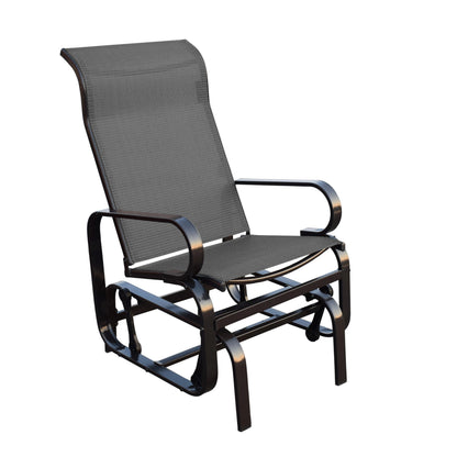 Sojag Belle Patio Glider Chair with Heavy-Duty Steel Frame and PVC-Coated Fabric, Easy-Glide Outdoor Patio Rocking Chair, Dark Grey Sojag