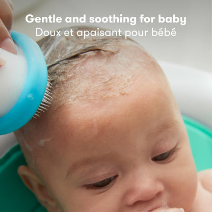 Frida Baby The 3-Step Cradle Cap System Kit & Cradle Cap Treatment, DermaFrida The FlakeFixer, Sponge, Brush, Comb and Storage Stand for Babies with Cradle Cap, White-Blue