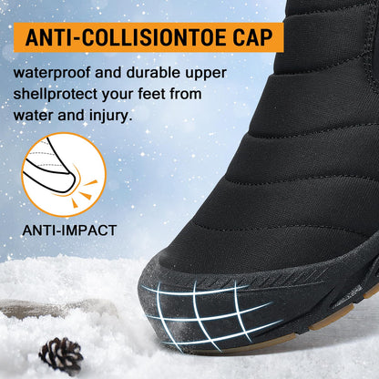 Snow Boots Mens Waterproof Winter Boots Fur Lined Warm Ankle Boots Zipper Closure Slip on Outdoor Boot Comfortable Walking Shoes 🍁 All In One Marketplace Canada