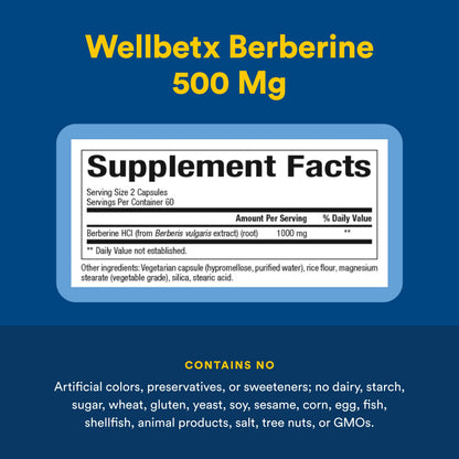 Natural Factors - WellBetX Berberine 500 mg, 120 capsules - Available at All In One Marketplace Canada