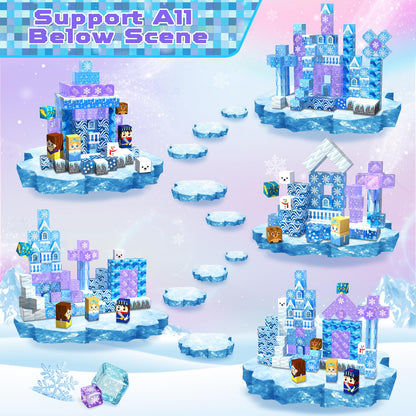 Magneverse Transparent Magnetic Blocks - 100 PCS Blue Castle Magnetic Building Cubes Toys for Toddler Christmas Birthday Gifts - Montessori Sensory Learning Toys for 3 4 9 10 Year Old Boys & Girls 🍁 All In One Marketplace Canada