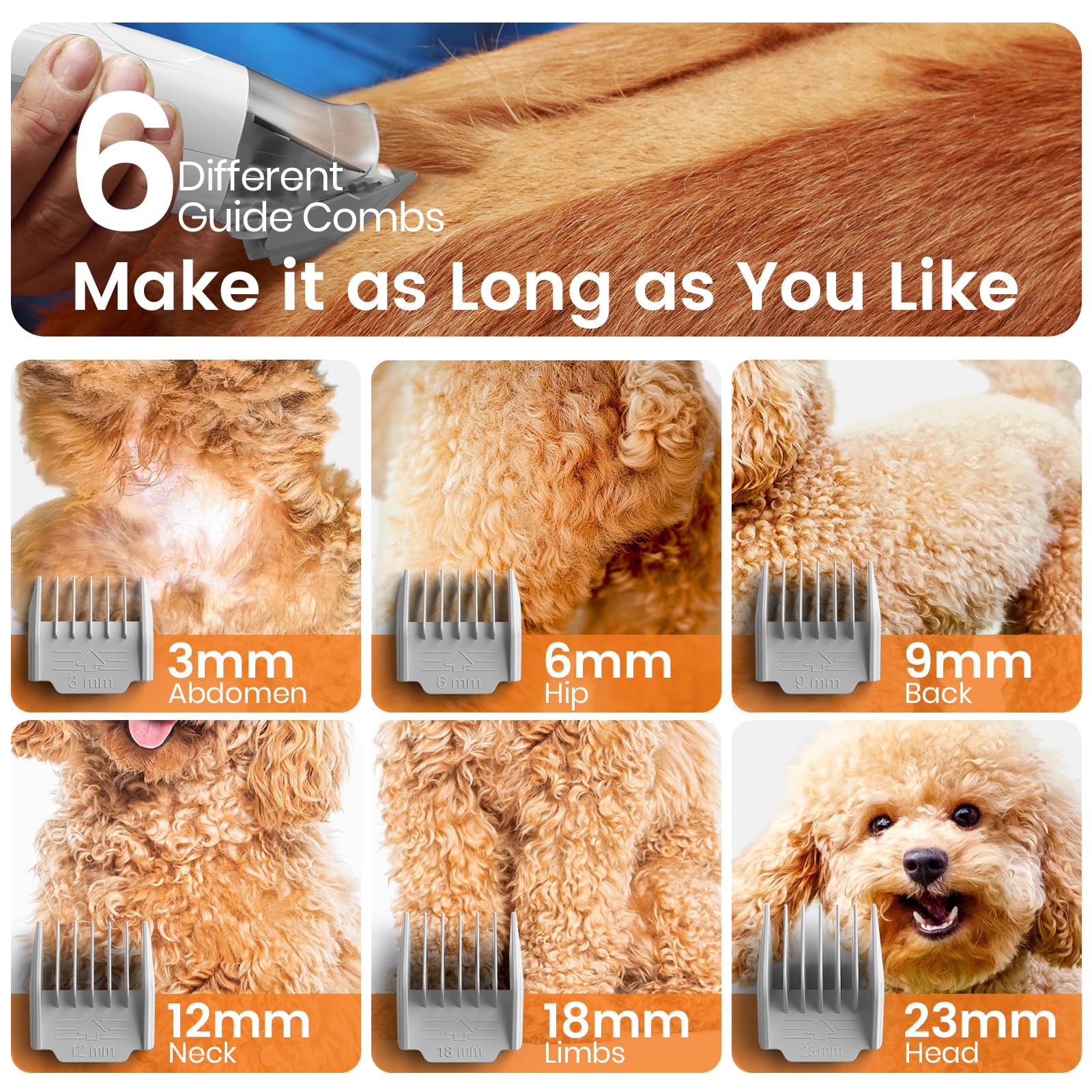 oneisall Dog Grooming Kit, Dog Grooming Clippers, Professional Pet Grooming Vacuum with 7 Pet Grooming Tools for Shedding Thick & Thin Dogs Cats Pet Hair - Available at All In One Marketplace Canada