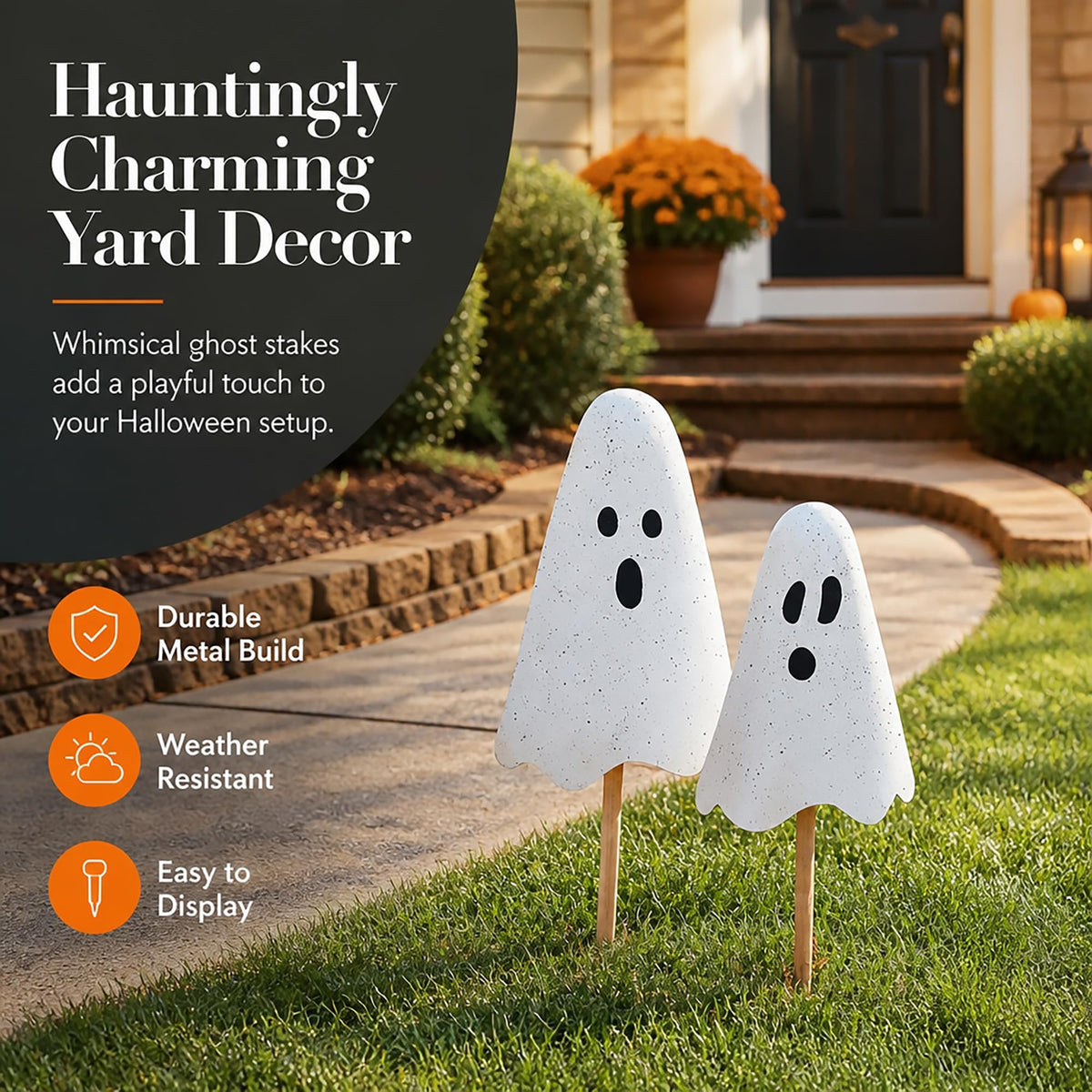 Pancartes de jardin fantômes en métal pour Halloween Mud Pie, 24 po, 20 po