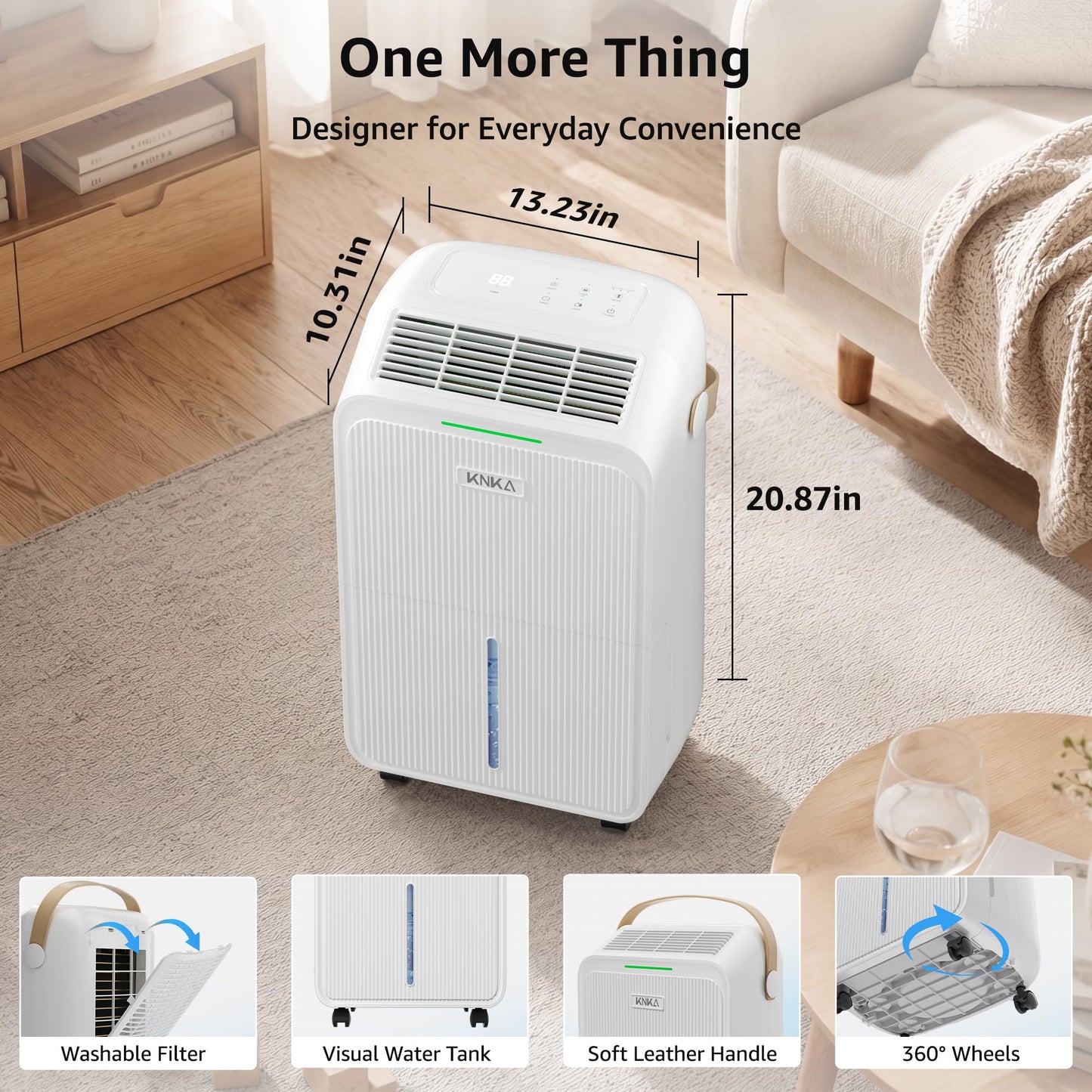 Dehumidifier for Basement with Drain Hose Max 34 Pints, KNKA 2500 Sq.Ft Dehumidifiers for Home, Large Room, Bathroom, Three Operation Modes, Intelligent Humidity Control, Dry Clothes, 24HR Timer