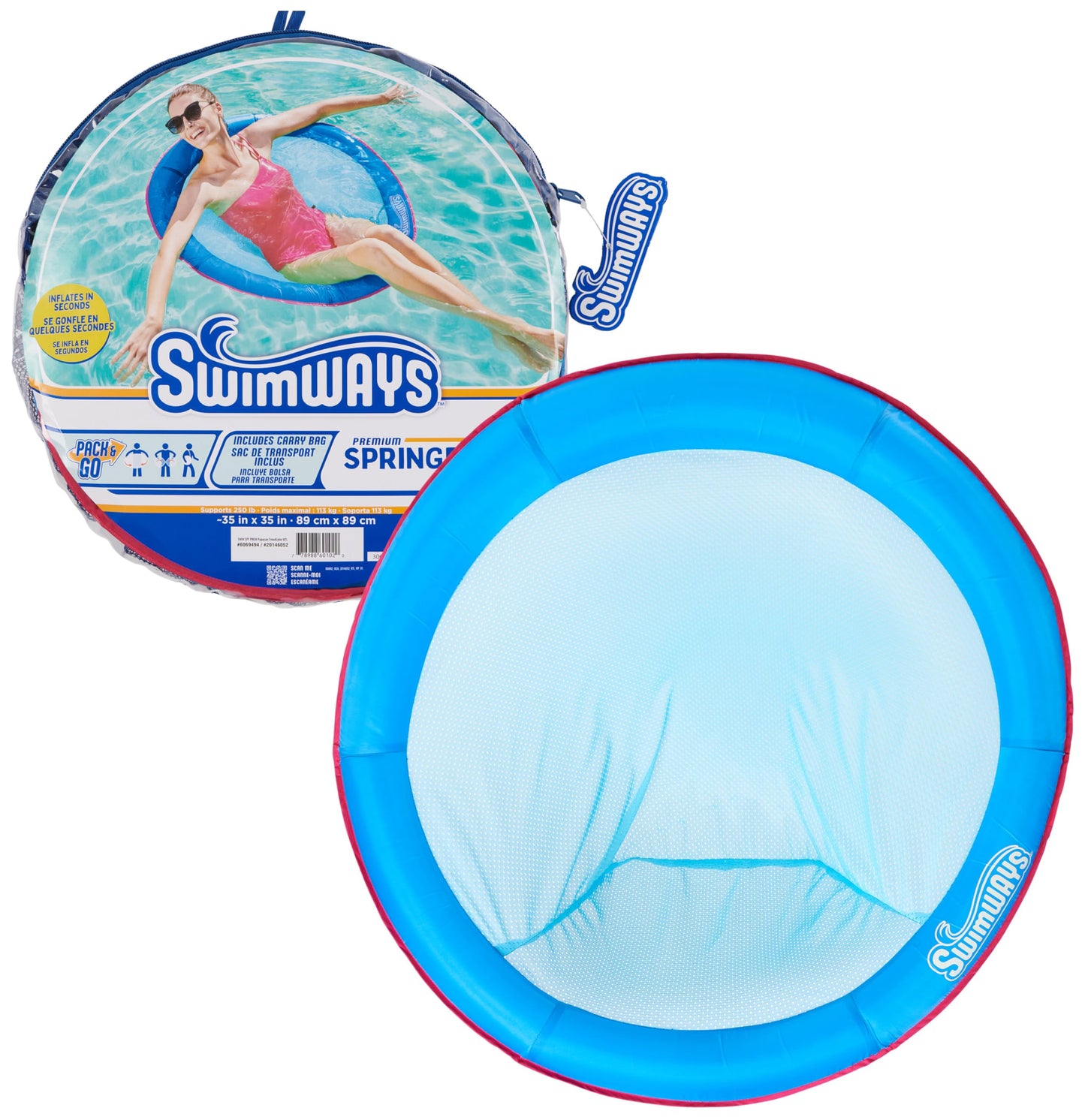 SwimWays Spring Float Premium Papasan Pool Lounger, Inflatable Pool Floats Adult with Fast Inflation for Ages 15 & Up SwimWays