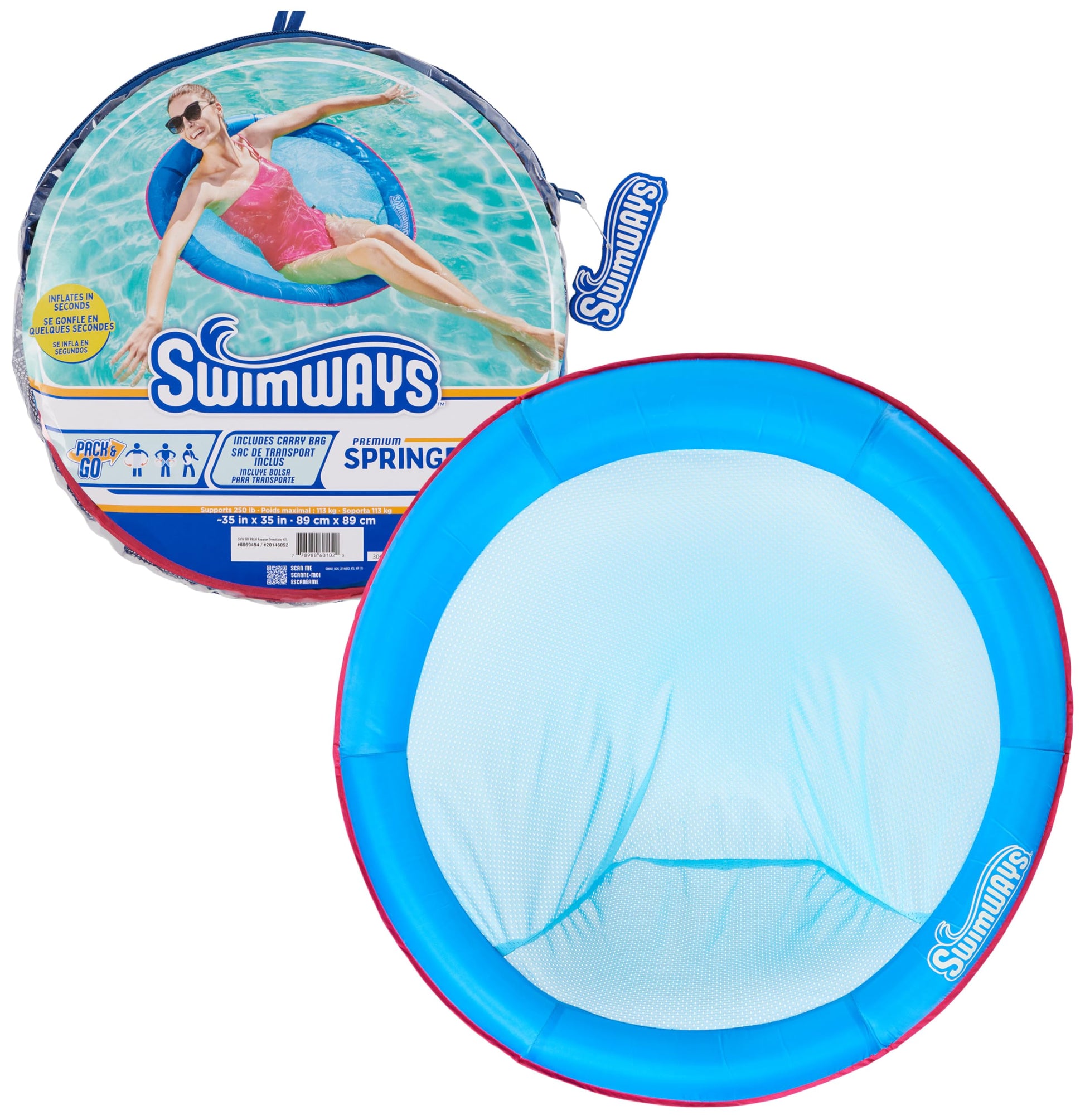 SwimWays Spring Float Premium Papasan Pool Lounger, Inflatable Pool Floats Adult with Fast Inflation for Ages 15 & Up SwimWays