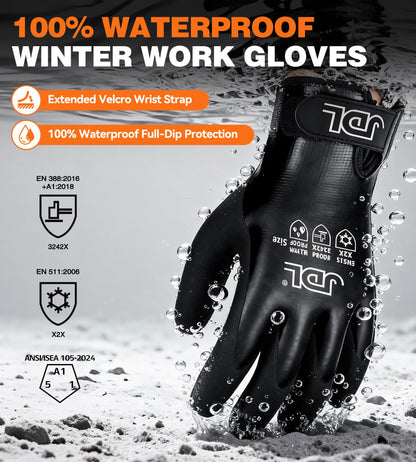 JDL 100% Waterproof Winter Work Gloves for Men & Women, Thermal Insulated Freezer Gloves for Cold Weather, Super Grip Palm, Carbon Black, Large 🍁 All In One Marketplace Canada