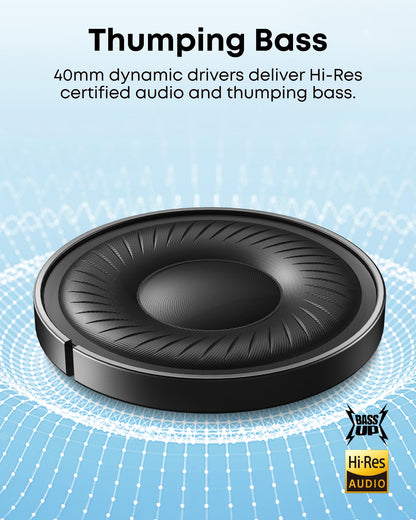 soundcore by Anker Q20i Hybrid Active Noise Cancelling Headphones, Wireless Over-Ear Bluetooth, 40H Long ANC Playtime, Hi-Res Audio, Big Bass, Customize via an App, Transparency Mode, Ideal for Travel