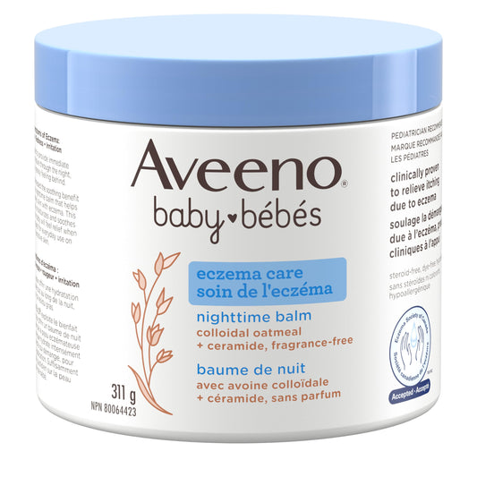 Aveeno Baby Eczema Care Nighttime Balm - With Soothing Colloidal Oat & Ceramide for Dry, Itchy Skin - Gentle Bedtime Eczema Care product Helps Strengthen Natural Moisture Barrier - Fragrance-Free 311g