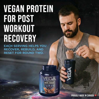 Vega Protein + Recovery, Chocolate – 30g Vegan Protein, Dairy & Gluten Free, Probiotics, NSF Certified, 1.98 kg (45 Servings)