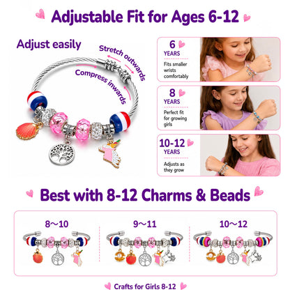 Girls Charm Bracelet Making Kit: Unicorn Toys for Girls Gifts 8-12 Years Old, Birthday Gifts 6 7 8 9 10 Year Old Girl Gift Ideas, Inspires Creativity Art and Crafts for Kids Age 6-8 Jewelry Making Set