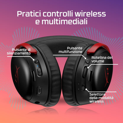 HyperX Cloud III S – Wireless Gaming Headset for Multi-Platform, 2.4GHz, Bluetooth, Battery Life up to 120 Hours 2.4GHz / 200 Hours Bluetooth, 53mm Angled Drivers, Detachable Mic – White