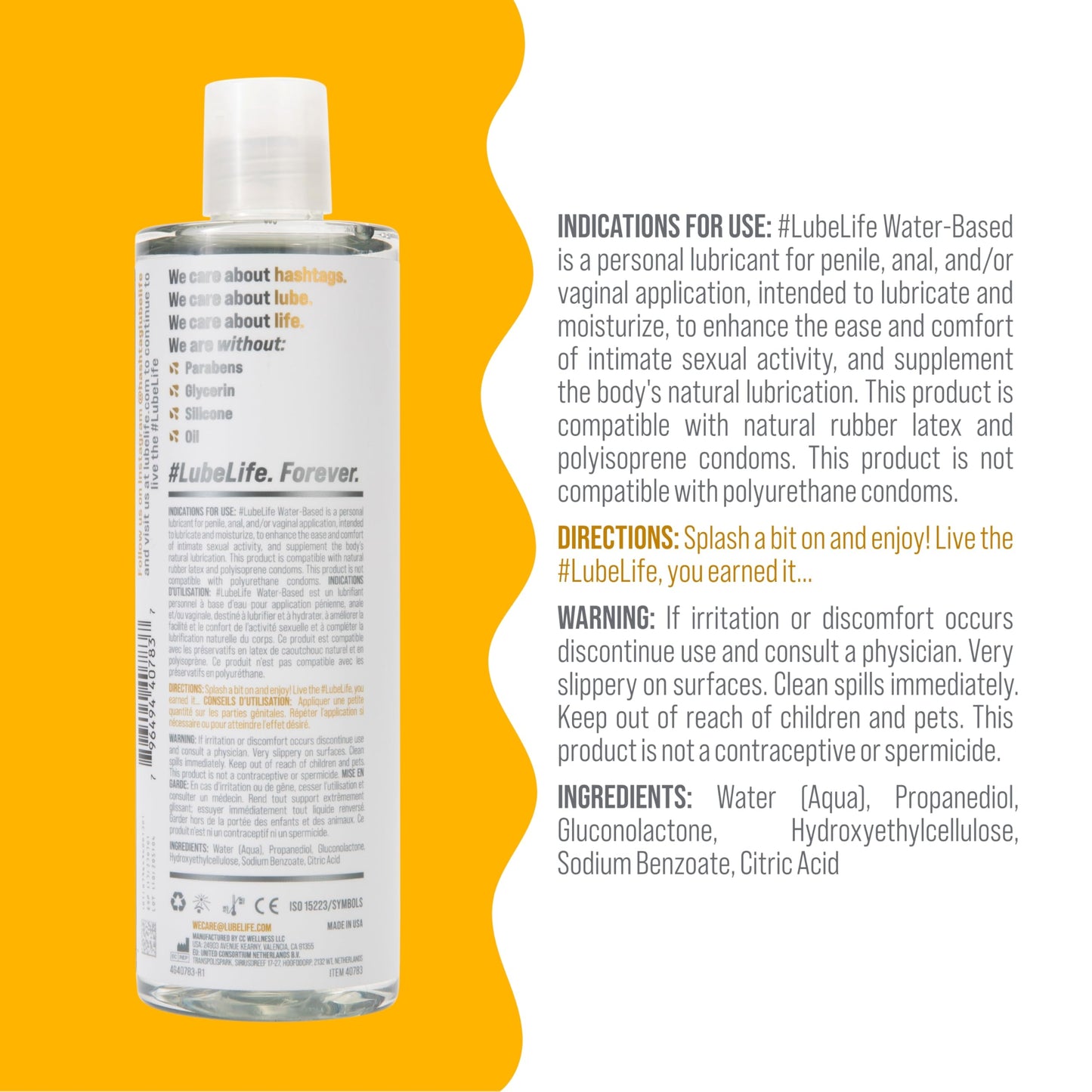 Lube Life Water-Based Personal Lubricant, Lube for Men, Women and Couples, Non-Staining, 12 Fl Oz (360 mL) - Available at All In One Marketplace Canada