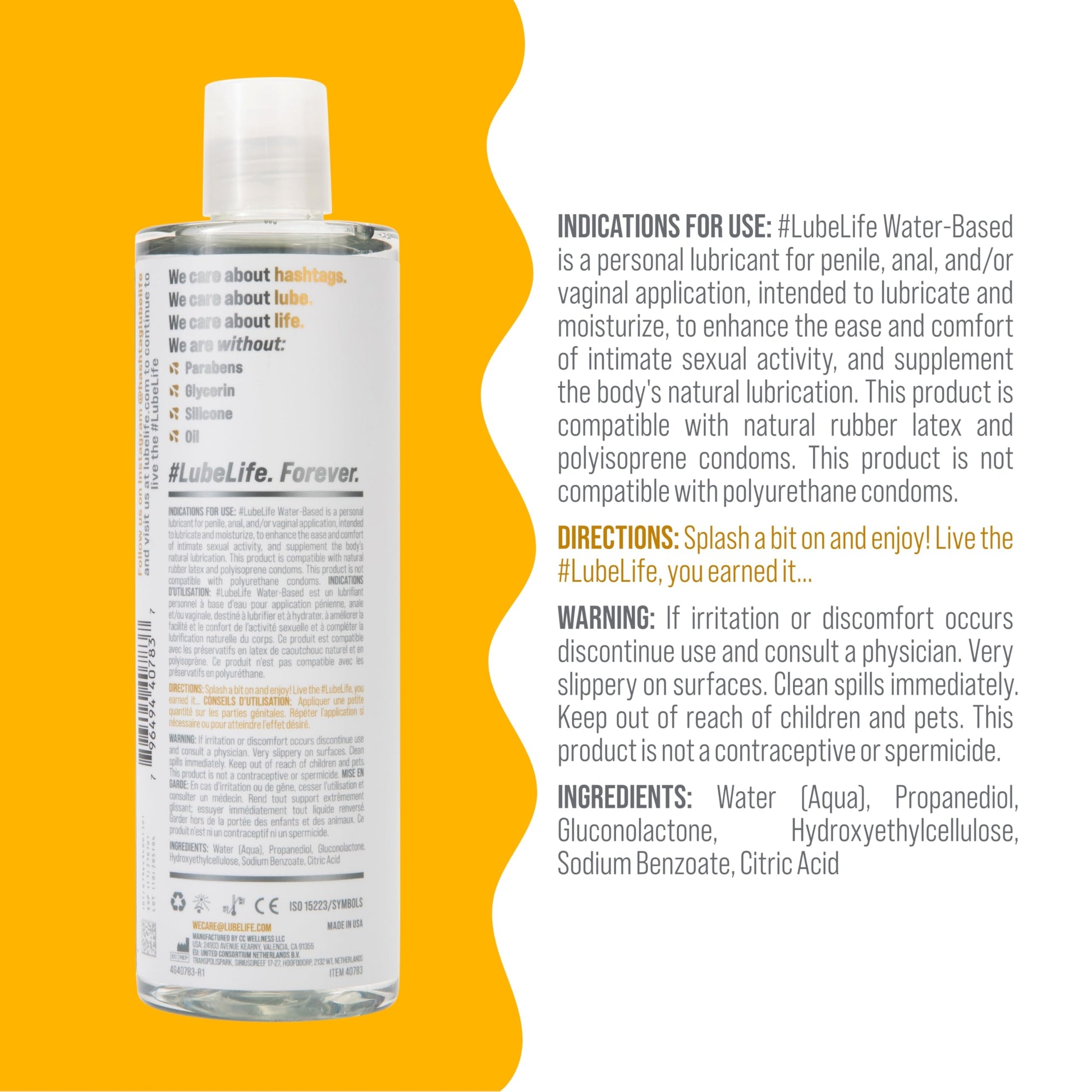 Lube Life Water-Based Personal Lubricant, Lube for Men, Women and Couples, Non-Staining, 12 Fl Oz (360 mL) - Available at All In One Marketplace Canada