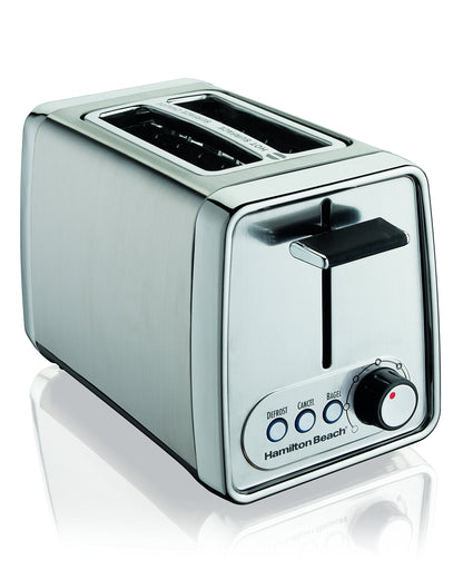 Hamilton Beach 2-Slice Toaster, Chrome, Extra-Wide Slot Toaster with Bagel & Defrost Functions, Shade Selector, Cancel Button, Toast Boost, Auto Shutoff, 22791C