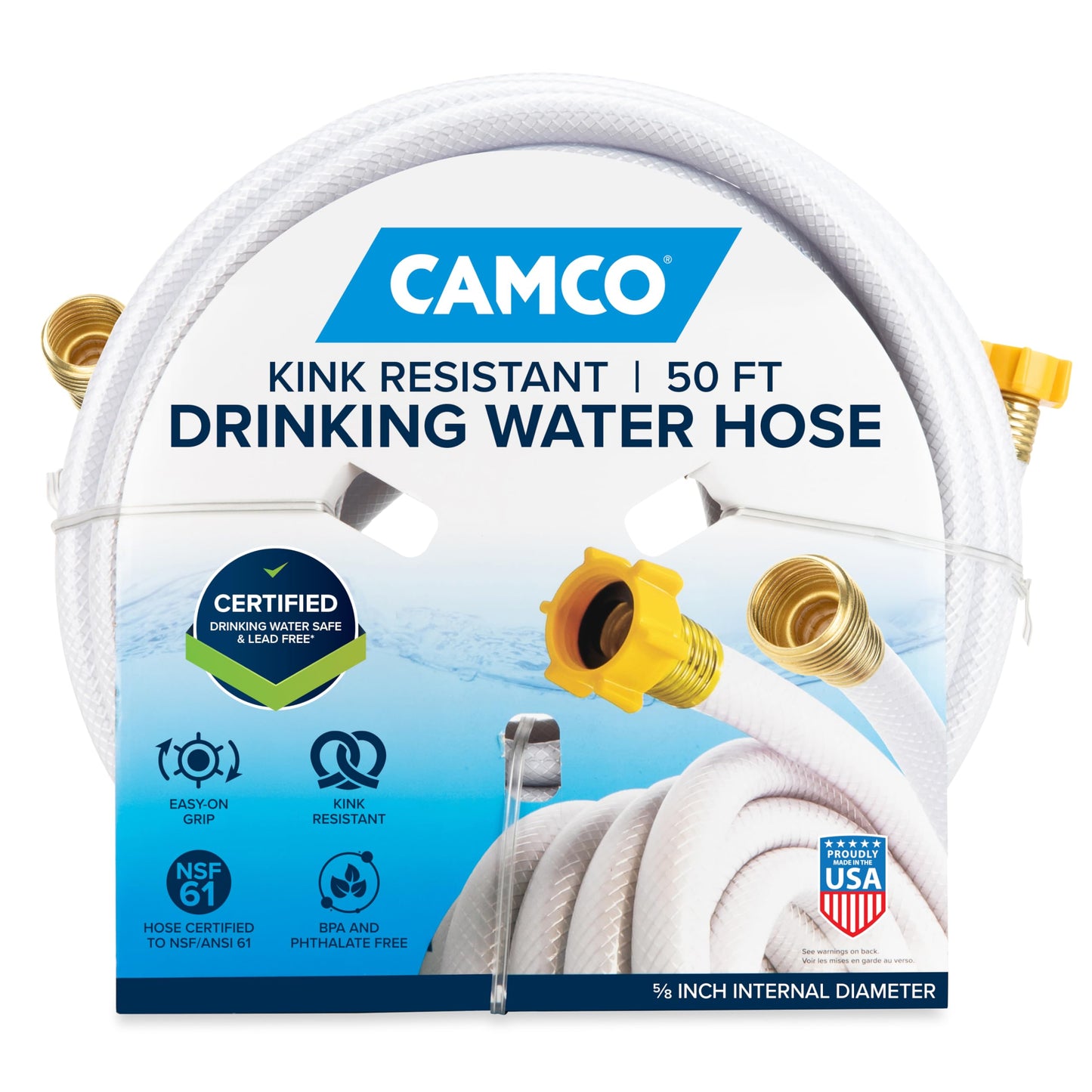 Camco TastePURE 50-Ft RV Drinking Water Hose - Contains No Lead, No BPA & No Phthalate - Features Diamond-Hatch Reinforced PVC Design - 5/8” Inside Diameter, Made in the USA (22793) 🍁 All In One Marketplace Canada