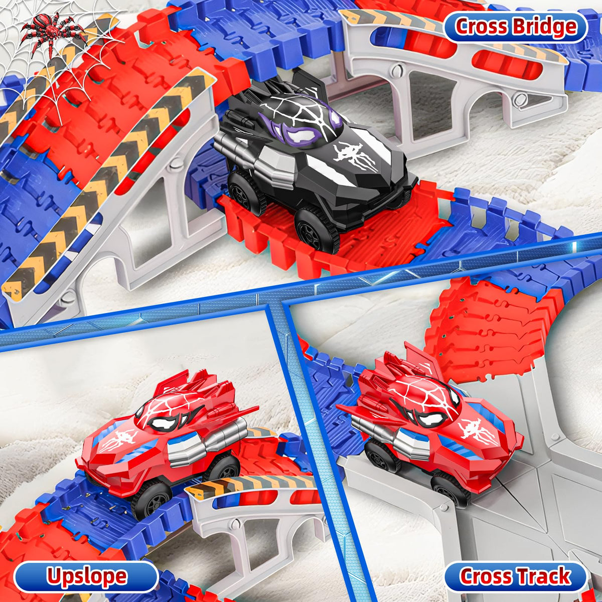 Spider Race Track Toys for Boys 4-6 with 2 Electric Spider Cars (212PCS) 🍁 All In One Marketplace Canada