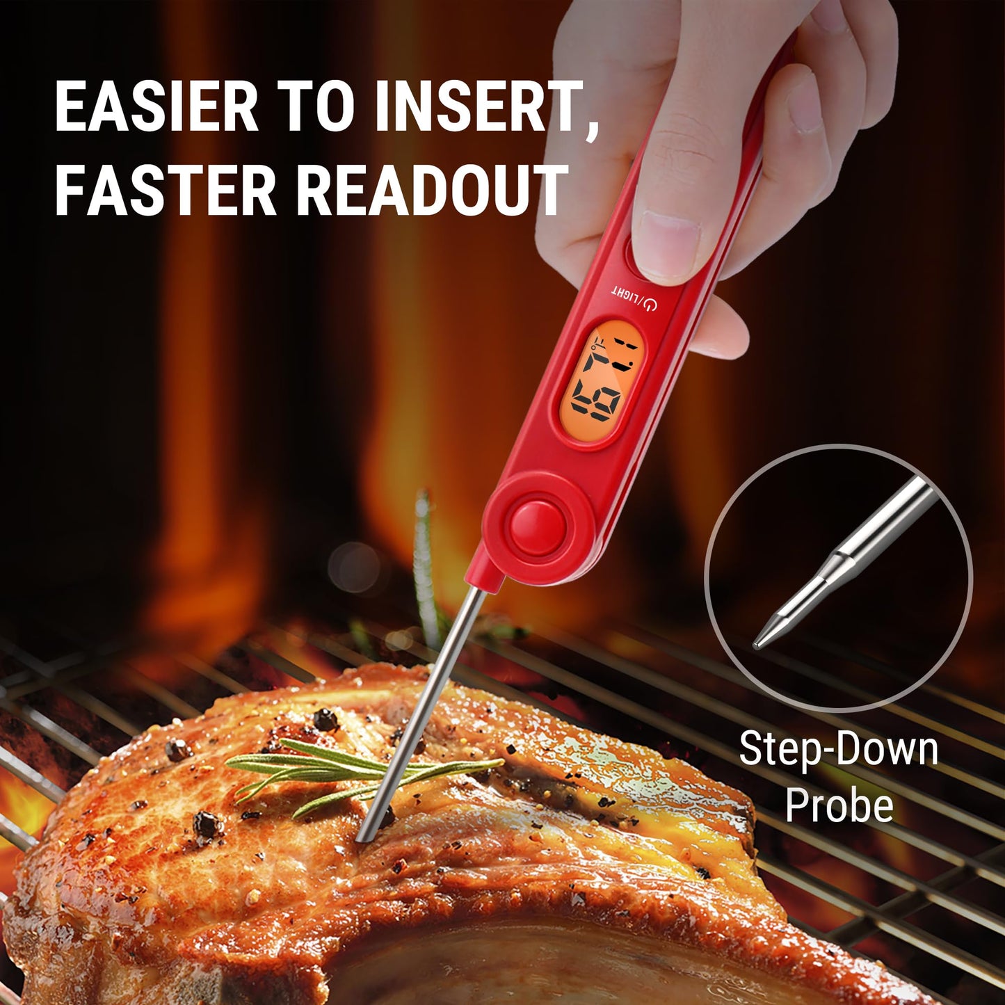 TempPro TP03B Digital Instant Read Meat Thermometer, Cooking Candy Kitchen Food Thermometer with Backlight LCD for BBQ Grill Oil Deep Fry Brewing Wine Making (Previously ThermoPro) - Available at All In One Marketplace Canada
