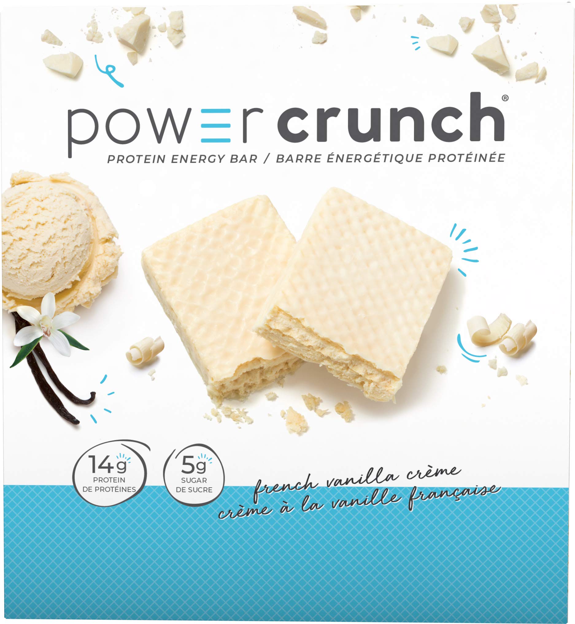 Power Crunch Protein Bars French Vanilla Crème 12 Count – High Protein Wafer Bar, 13g Protein, Low Sugar, Cream-Filled Snack Bar Power Crunch