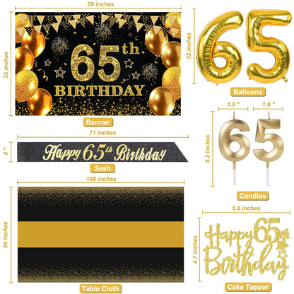 YeohJoy 65th Birthday Decorations for Men Women Black Gold 🍁 All In One Marketplace Canada
