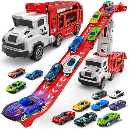 Transport Truck Toy for Kids, Transport Vehicle with Double Race Ramp Track 🍁 All In One Marketplace Canada