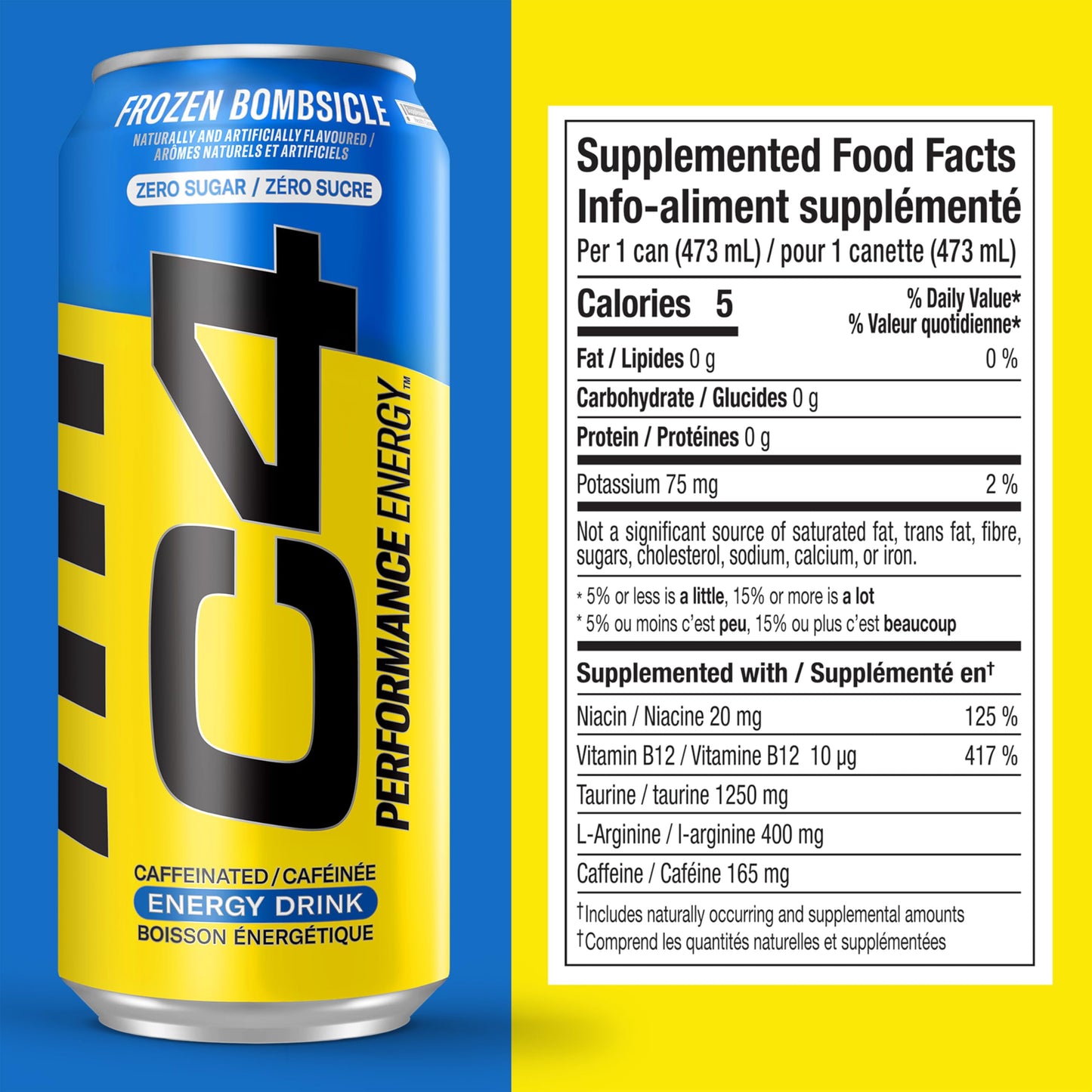 Cellucor C4 Performance Energy Drink, Frozen Bombsicle, Carbonated Sugar Free Drink with no Artificial Colours or Dyes, 473mL, 12 count
