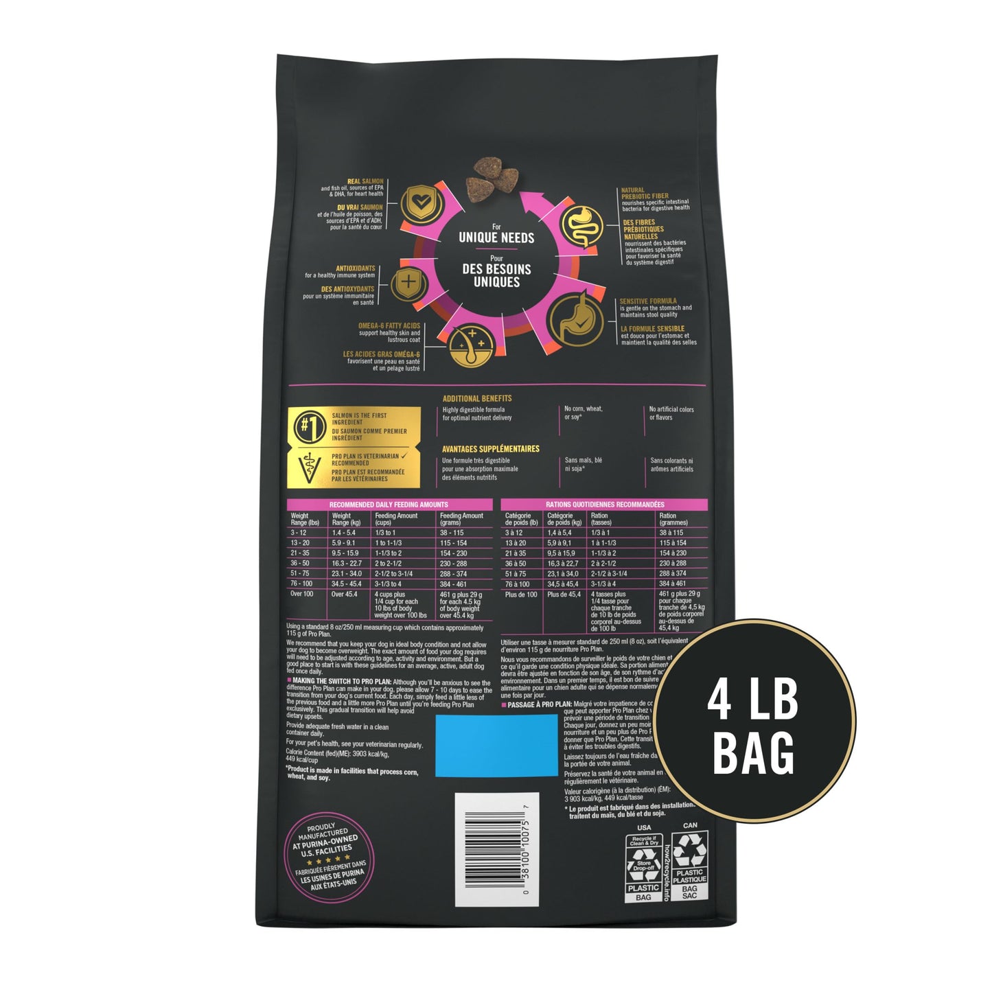 Purina Pro Plan Sensitive Skin & Stomach Dry Dog Food, Salmon & Rice - 1.81 kg Bag