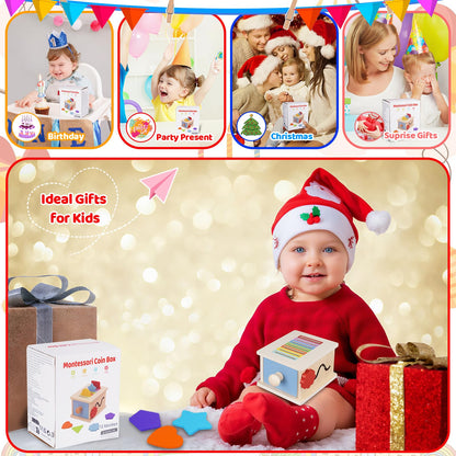 FCSONU Toddler Montessori Shape Coin Box Toys for 1 2 3 Year Old Girls Boys 🍁 All In One Marketplace Canada