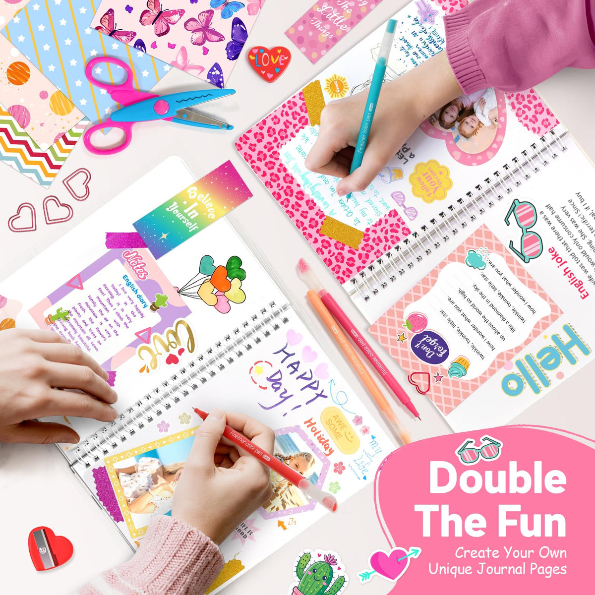 Axirata 2-Pack DIY Journal Kit for Girls, Journal Set for Tween & Teen Girls 6-8-14 Year Old, Art & Crafts Stationery Kit, Scrapbook & Diary Supplies Toy Set Birthday Christmas Ideal Gift for Girls 🍁 All In One Marketplace Canada