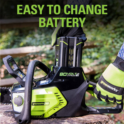 Greenworks PRO 80V 16-Inch Brushless Cordless Chainsaw | Battery Powered Electric Handheld Chainsaw | Auto Oiler Portable for Garden Yard Tree Felling, Firewood Cutting Logging Pruning, Tool Only
