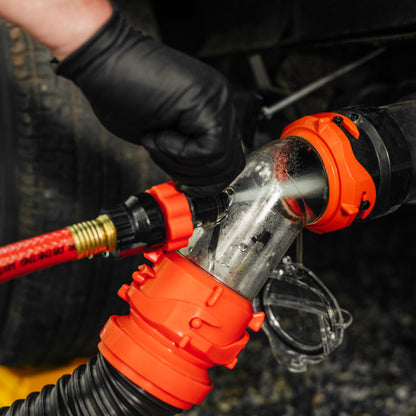 Camco Rhino Blaster — Camper Holding Tank and RV Portable Waste Tank Rinser — Provides Thorough RV Tank Cleaning — Features a Backflow Preventer & 45-Degree Clear Elbow Adapter (39080) Camco