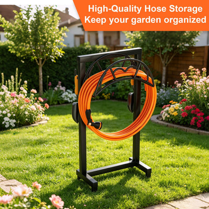 Garden Hose Holder, Freestanding Heavy Duty Water Hose Holder for Outside, Upgraded Metal Hose Stand with 150-Foot Capacity, Detachable Garden Hose Storage Hose Reel Rack, Black - Available at All In One Marketplace Canada