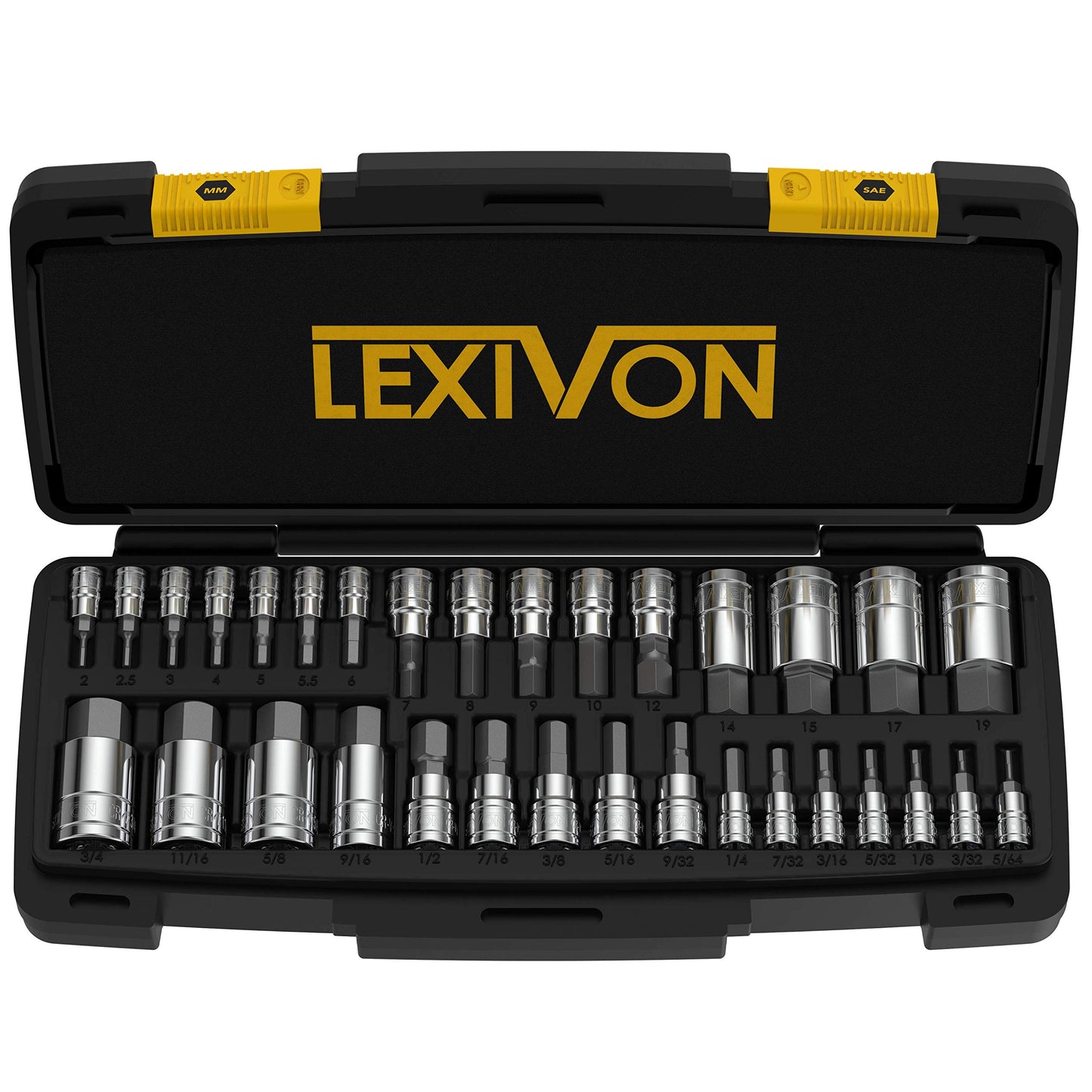 LEXIVON Master HEX Bit Socket Set, Premium S2 Alloy Steel | Complete 32-Piece, SAE and Metric Set | Enhanced Storage Case (LX-144) - Available at All In One Marketplace Canada