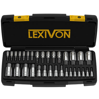 LEXIVON Master HEX Bit Socket Set, Premium S2 Alloy Steel | Complete 32-Piece, SAE and Metric Set | Enhanced Storage Case (LX-144) - Available at All In One Marketplace Canada