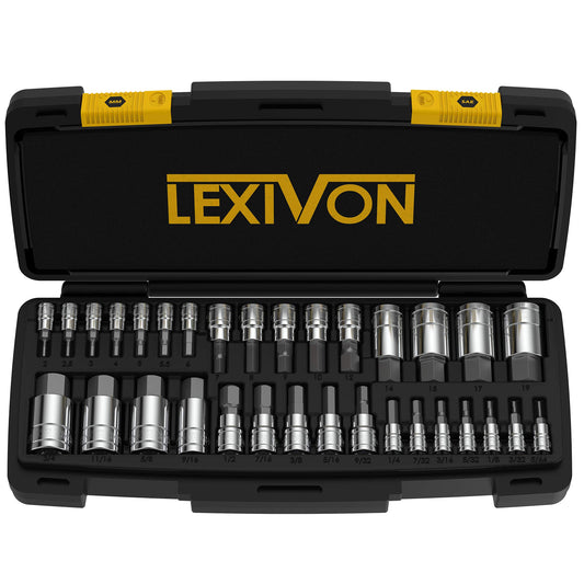 LEXIVON Master HEX Bit Socket Set, Premium S2 Alloy Steel | Complete 32-Piece, SAE and Metric Set | Enhanced Storage Case (LX-144) - Available at All In One Marketplace Canada