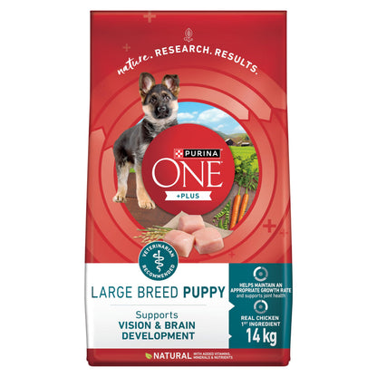 Purina ONE +Plus Large Breed Dry Puppy Food with Chicken - 14 kg Bag - Available at All In One Marketplace Canada