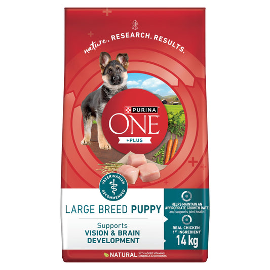 Purina ONE +Plus Large Breed Dry Puppy Food with Chicken - 14 kg Bag - Available at All In One Marketplace Canada
