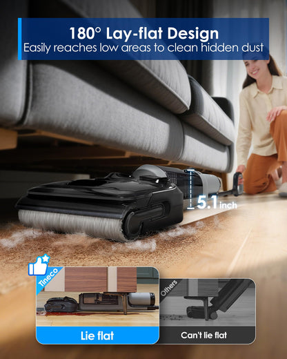 Tineco Floor ONE i5 Stretch Wet Dry Vacuum Cleaner,Vacuum & Mop in One Step,180° Lay-Flat Design,Anti-Tangle Design,Dual-Sided Edge Cleaning,Up to 30* Minutes Runtime,Large-Capacity Water Tanks - Available at All In One Marketplace Canada