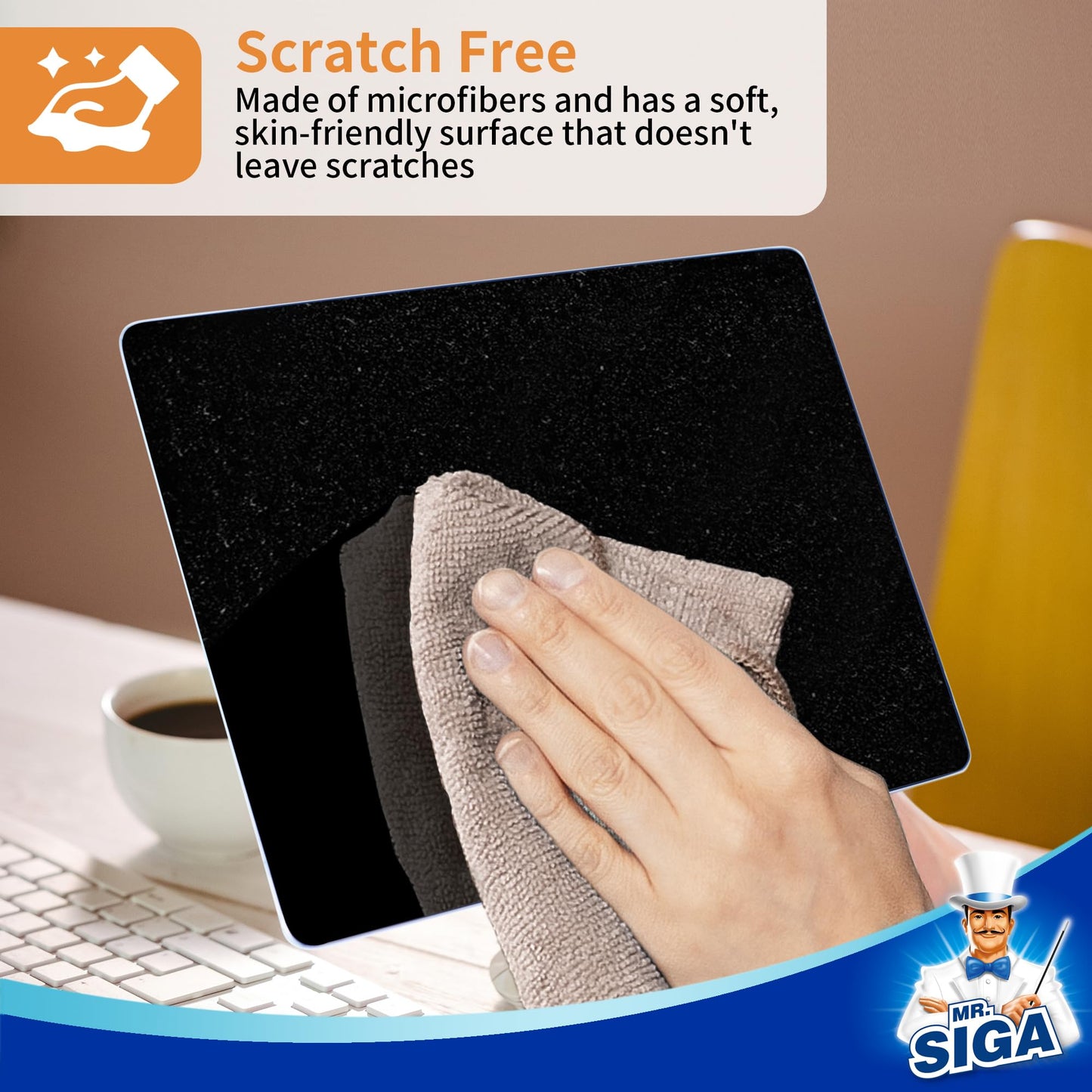 MR.SIGA Microfiber Cleaning Cloths, All-Purpose Surface Microfiber Towels, Streak Free Cleaning Rags, Pack of 12, Coffee, Size 32 x 32 cm(12.6 x 12.6 inch) - Available at All In One Marketplace Canada
