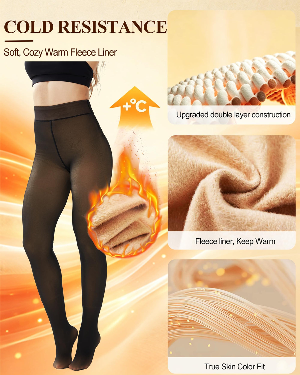 DUCMODA Womens Fleece Lined Tights Fake Translucent Warm Leggings-Black M 🍁 All In One Marketplace Canada