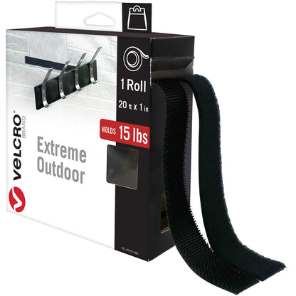 VELCRO Brand Extreme Outdoor Mounting Tape | 20Ft x 1 In, Holds 15 lbs | Strong Heavy Duty Stick on Adhesive | Mount on Brick, Concrete for Hanging, 30702 VELCRO