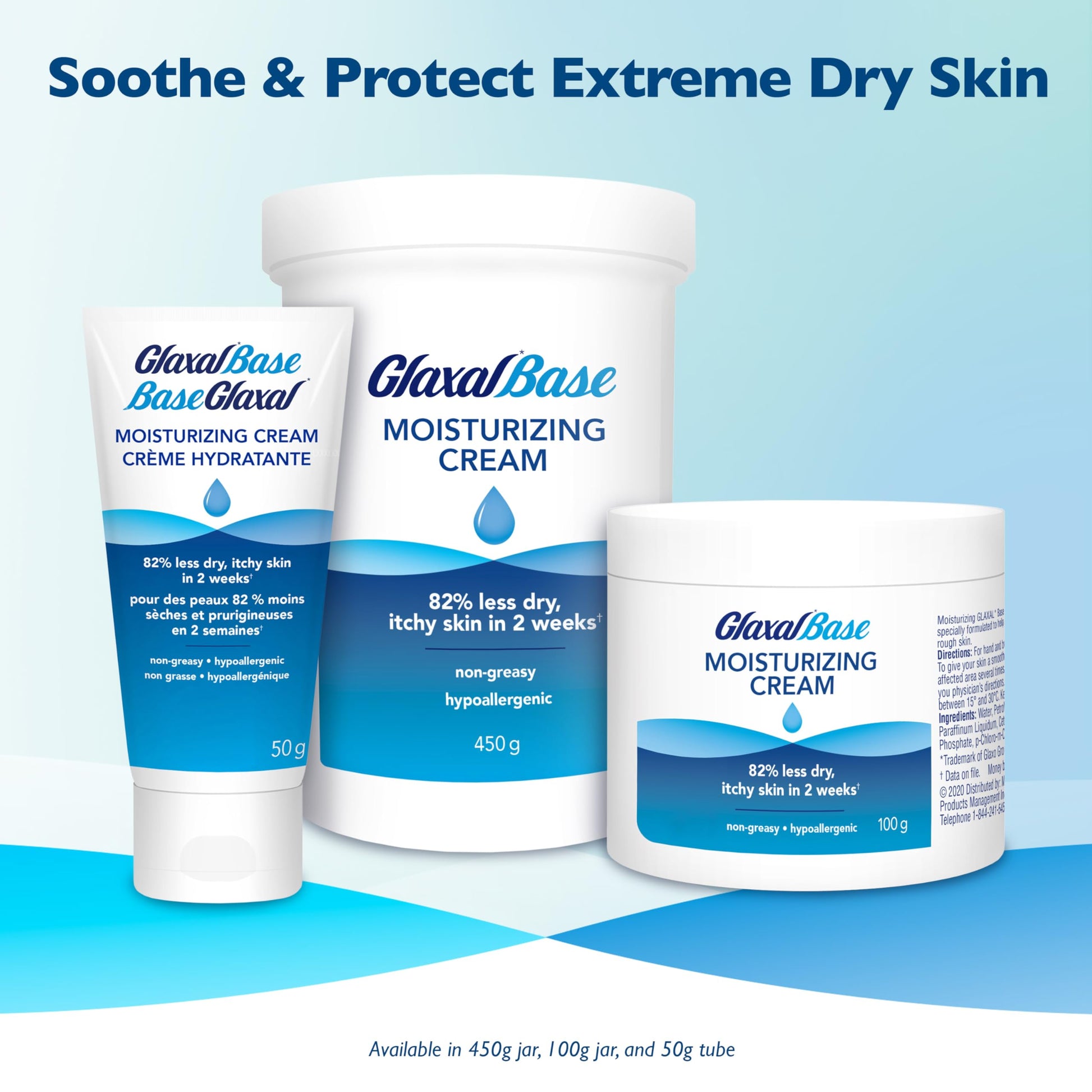 Glaxal Base Moisturizing Cream, Relief from Itchy, Dry Skin, Hypoallergenic & Paraben-Free, Made in Canada, 450 g Glaxal Base