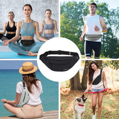 MAXTOP Large Fanny Pack for Women Men with 4-Zipper Pockets Gifts for Enjoy Festival Sports Workout Traveling Running Casual Hands-Free Water-Resistant Sling Waist Pack Bag Carrying of Phones