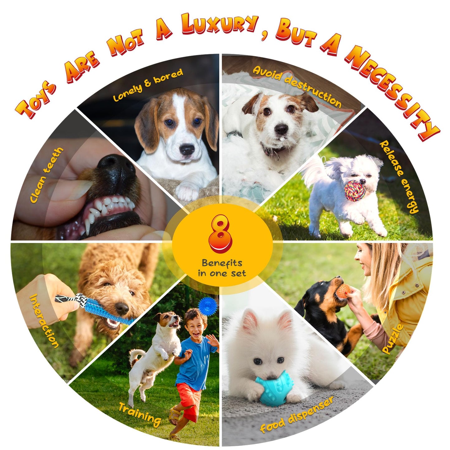 KIPRITII Dog Toys for Puppy Teething - 23 Pack Puppy Teething Toys for Boredom, Pet Dog Toothbrush Dog Toys with Rope Toys, Dog Treat Ball and More Squeaky Toy for Puppies and Small Dogs - Available at All In One Marketplace Canada