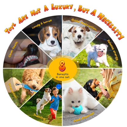 KIPRITII Dog Toys for Puppy Teething - 23 Pack Puppy Teething Toys for Boredom, Pet Dog Toothbrush Dog Toys with Rope Toys, Dog Treat Ball and More Squeaky Toy for Puppies and Small Dogs - Available at All In One Marketplace Canada