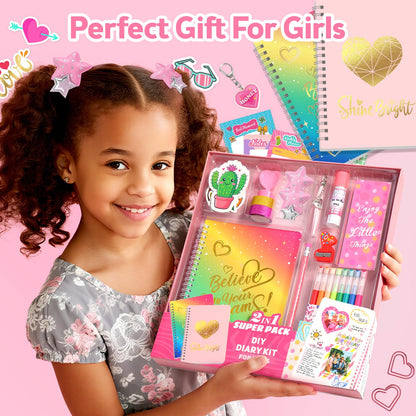 Axirata 2-Pack DIY Journal Kit for Girls, Journal Set for Tween & Teen Girls 6-8-14 Year Old, Art & Crafts Stationery Kit, Scrapbook & Diary Supplies Toy Set Birthday Christmas Ideal Gift for Girls 🍁 All In One Marketplace Canada
