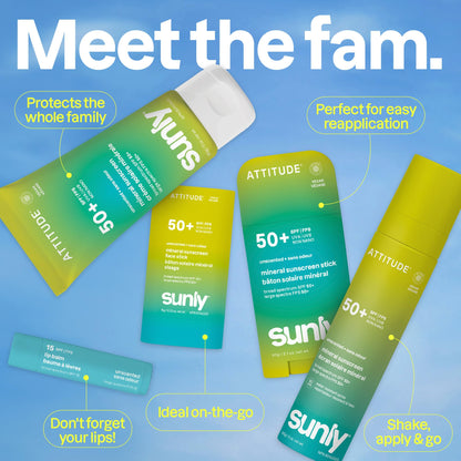 ATTITUDE Mineral Sunscreen SPF 50, Broad Spectrum Zinc Oxide, EWG Verified, Mineral-Based, Non-Nano, Lightweight Cream, Vegan, Unscented, 80 grams 🍁 All In One Marketplace Canada