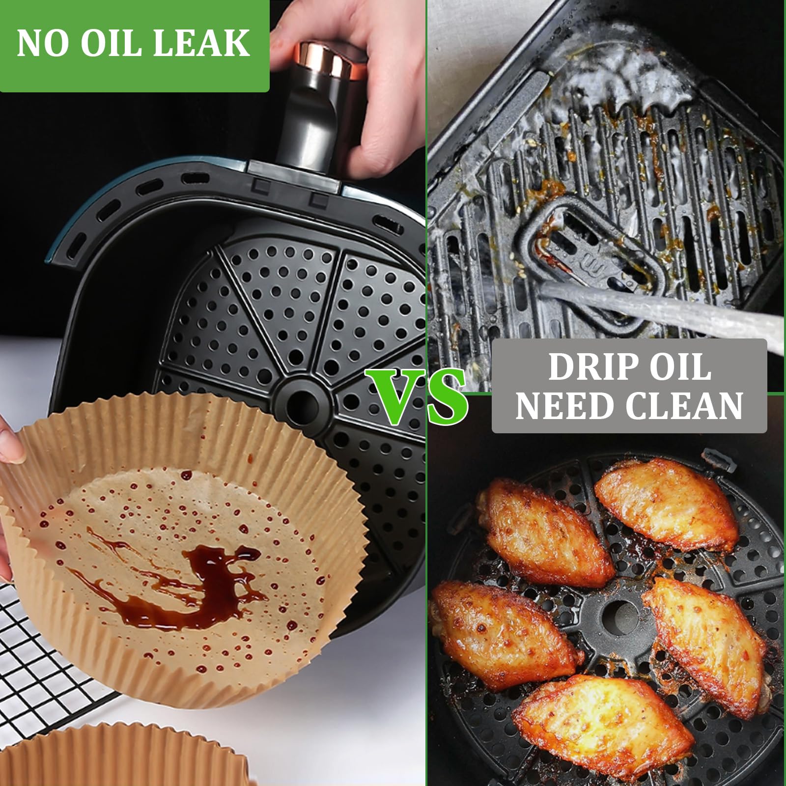 200pcs Air Fryer Disposable Paper Liner, Non-Stick Disposable Air Fryer Parchment Paper Liners, Baking Paper for Air Fryer Oil-Proof, Water-Proof, Food Grade Parchment（6.3" in Bottom, 7.9" on top） - Available at All In One Marketplace Canada
